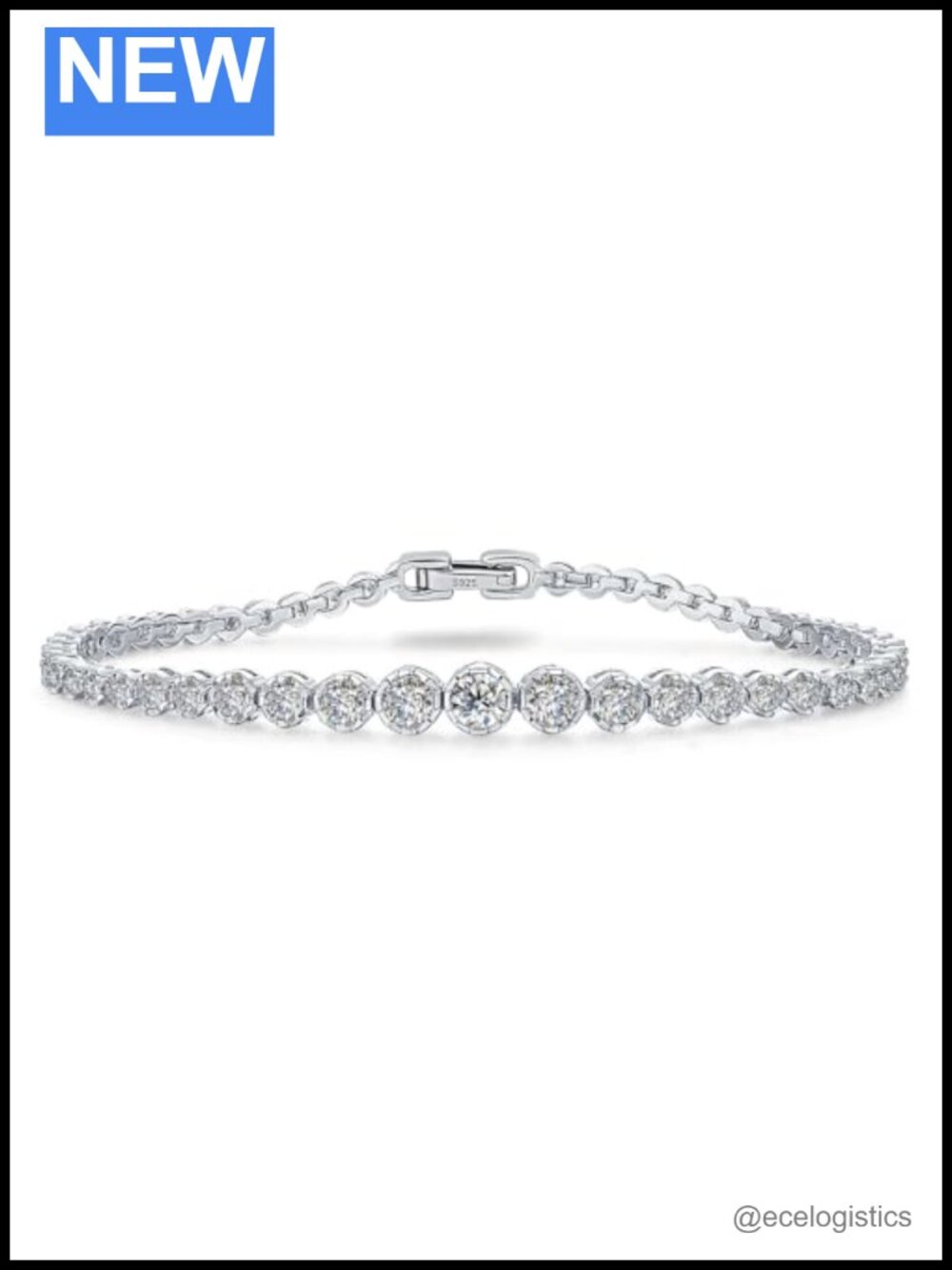 925 Sterling Silver Moissanite Tennis Bracelet Graduated 3.17ct